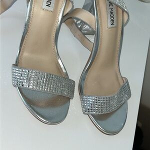 Steve Madden Silver Rhinestone Heels